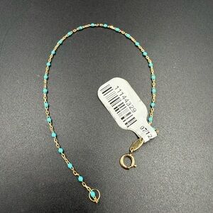 14k yellow gold and teal bracelet